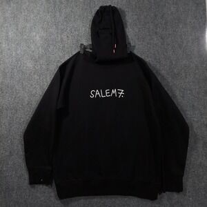 SALEM7 Hoodie Mens XL Black Graphic Fleece Pullover Mask Hood Balaclava